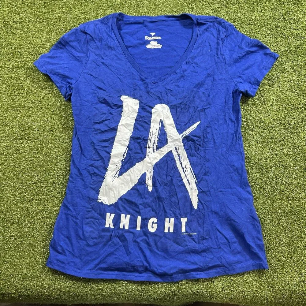 LA Knight Shirt Womens S Blue Logo Tee Graphic WWE Wrestler Short Sleeve NWOt
